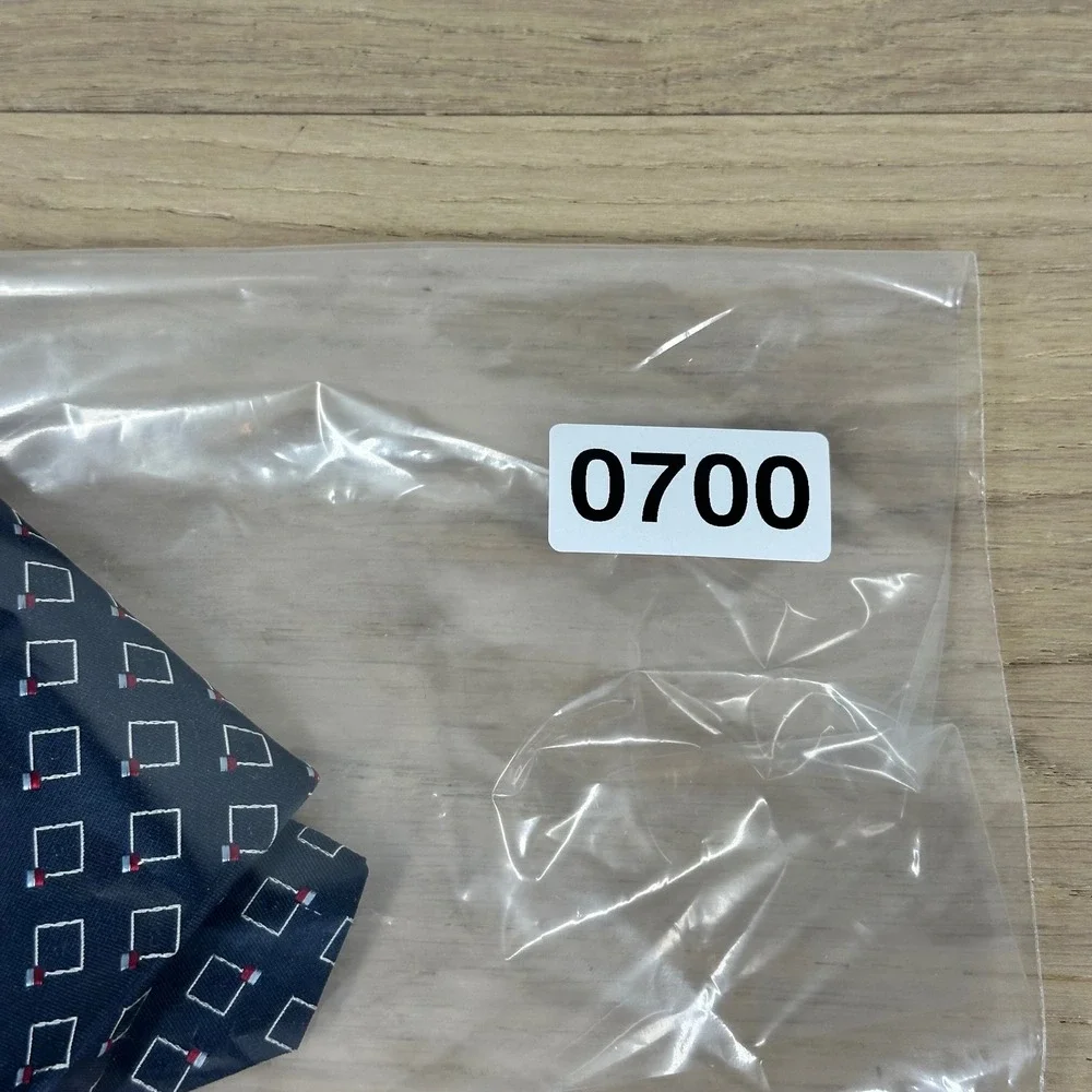Christian Dior Cravates Tie Navy Blue Silk Geometric Print Vintage Designer